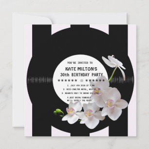 Rétro Vinyl Record Orquídeas modernas Invitaciones