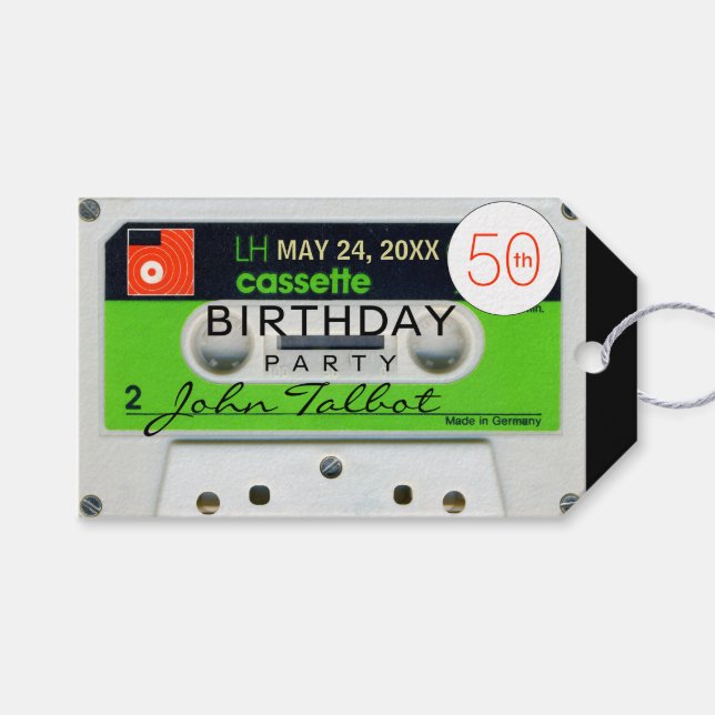 Retro W Audiotape 50th Birthday Gracias etiqueta d (Frente (Horizontal))
