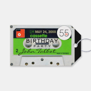 Retro W Audiotape 55 cumpleaños Gracias etiqueta