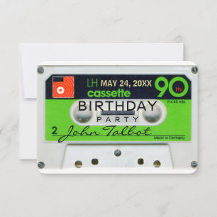 Retro W Audiotape 90ª invitación de fiesta de cump