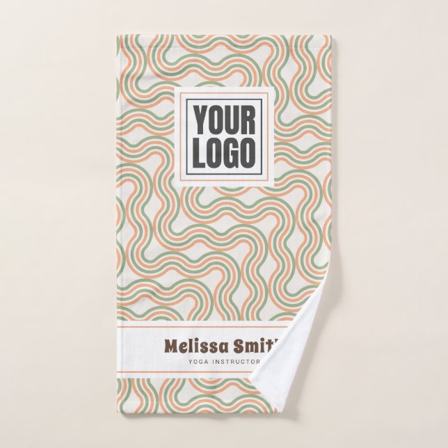 Retro Wavy Abstract Pattern Custom Hand Towel (Toalla de mano)