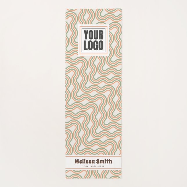 Retro Wavy Abstract Pattern Custom Yoga Mat (Reverso)
