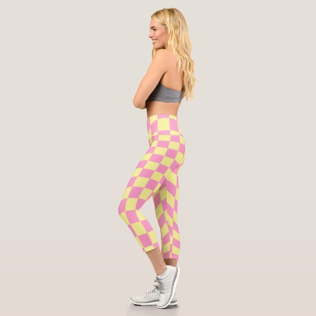 Retro Y2K Checkerboard Capri Leggings (Izquierda)
