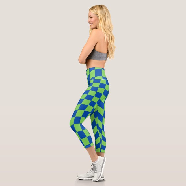 Retro Y2K Checkerboard Capri Leggings (Izquierda)