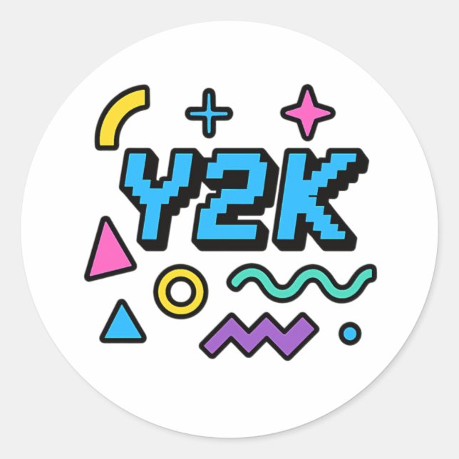 Retro Y2K Pixel Pegatina de redondeo estético de 2 (Anverso)
