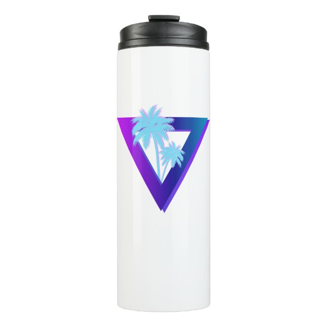RETROWAVE SYNTHWAVE PALMERAS TRIÁNGULO VASO (Anverso)