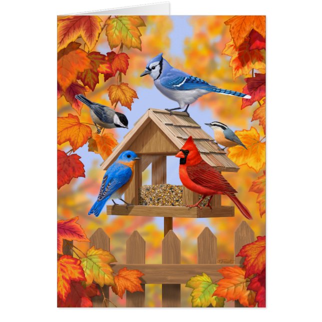 Reunión de alimentadores de aves de otoño (Frente)