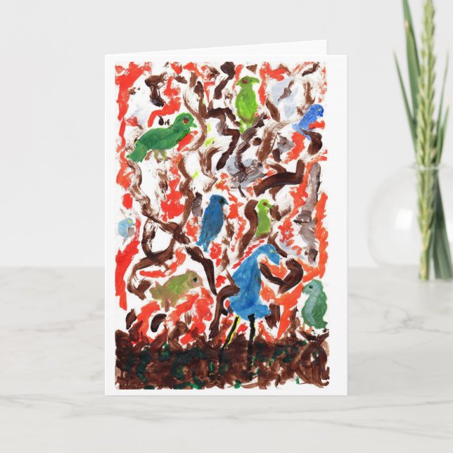 Reunión de aves en una carta de notas de árbol (Anverso)