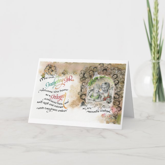 Reunión de Dios/Abuela, tarjeta de felicitación pl (Anverso)