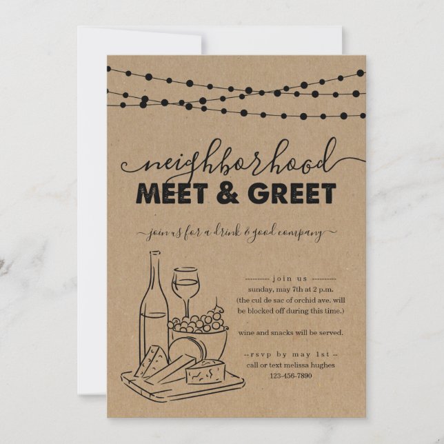 Reunión de vecinos e invitación de fiesta de bienv (Anverso)