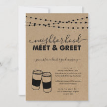 Reunión de vecinos e invitación de fiesta de bienv