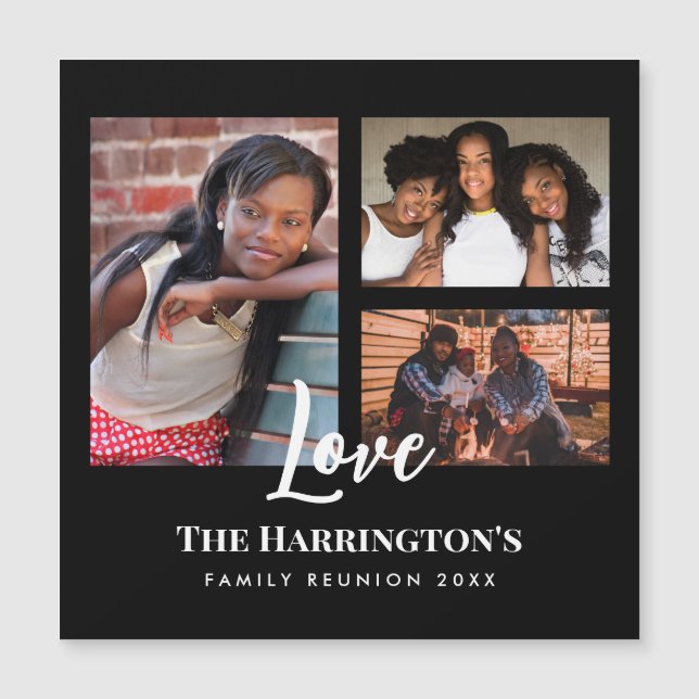 Reunión familiar 3 sección Collage de fotos marco  (Anverso)