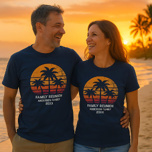 Reunión familiar Atardecer retro camiseta de veran