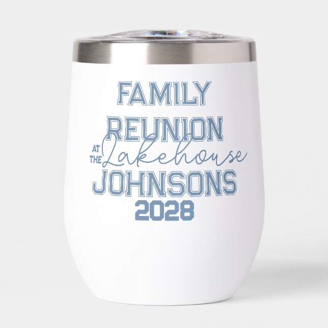 Reunión familiar de la casa del lago azul y blanco (Frente)