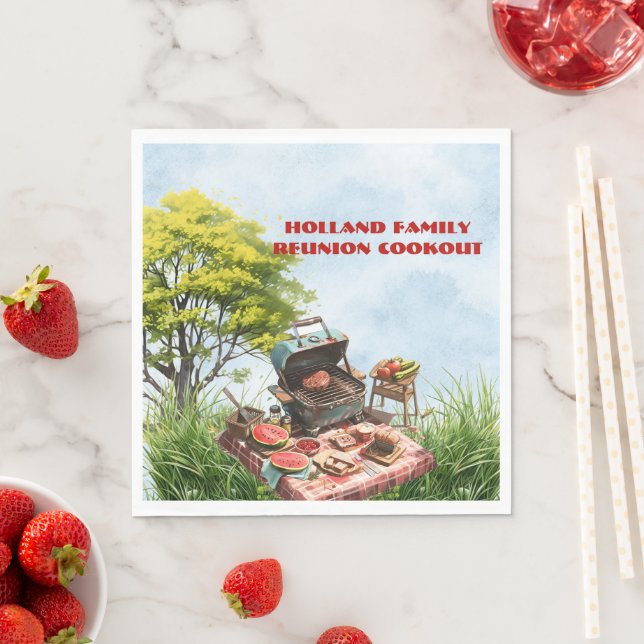 Reunión familiar en la servilleta de papel del par (In situ)