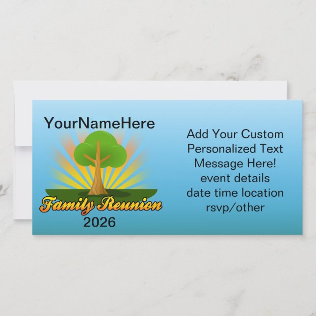 Reunión familiar personalizado, árbol verde con ra (Anverso)