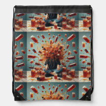 Reunión social y mochila de bebidas coloridas