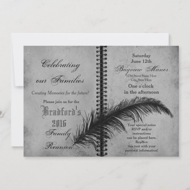 Reuniones familiares - Invitaciones - Libro - Gris (Anverso)