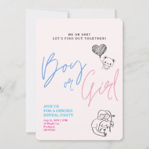 Revelación del sexo del bebé Invitación minimali