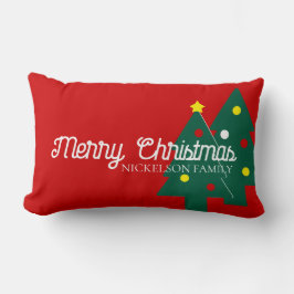Reversible Feliz Navidad y nombre almohada lumbar