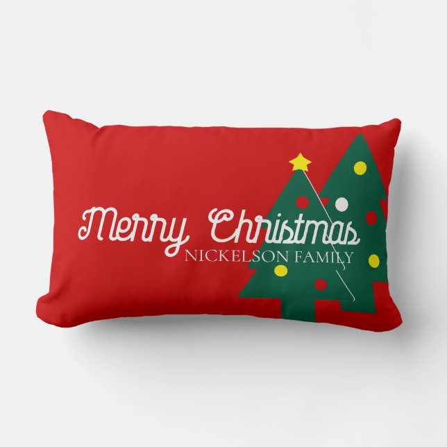 Reversible Feliz Navidad y nombre almohada lumbar (Anverso)