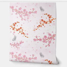 Revestimiento de pared floral rosa suave | Papel p
