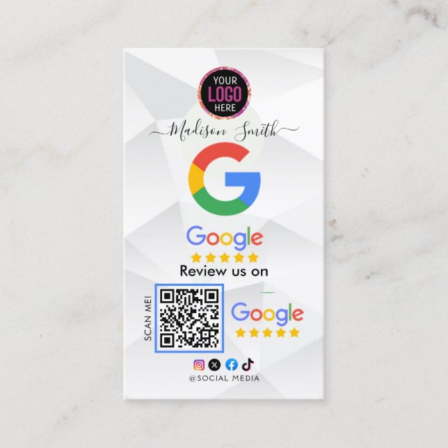 Revisión de Google con tarjeta profesional de enla (Anverso)