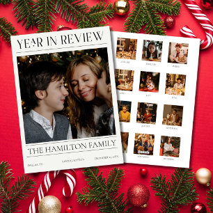 Revisión del Año Tarjeta de Navidad Periódico 13 F