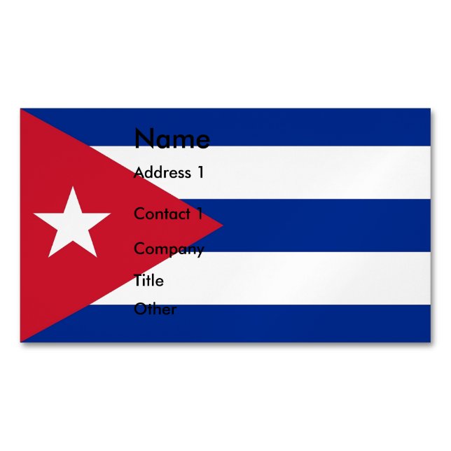 Revista de tarjetas de visita con bandera de Cuba (Anverso)