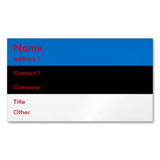 Revista de tarjetas de visita con bandera de Eston (Anverso)