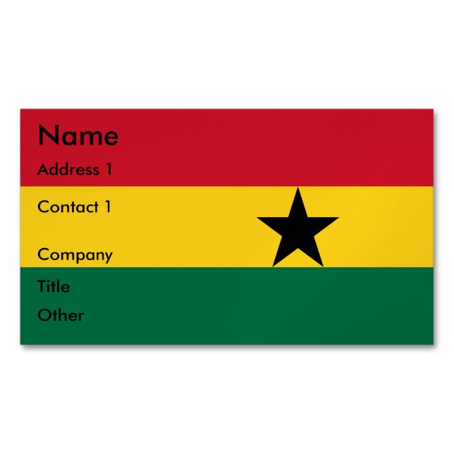 Revista de tarjetas de visita con bandera de Ghana (Anverso)