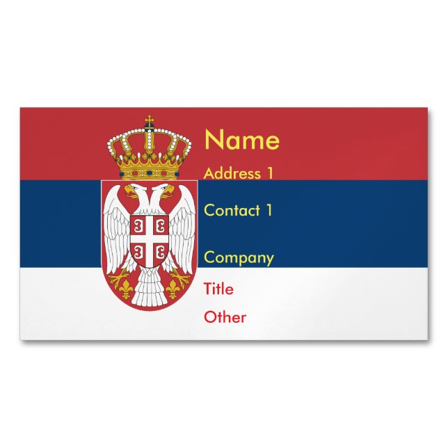 Revista de tarjetas de visita con bandera de Serbi (Anverso)