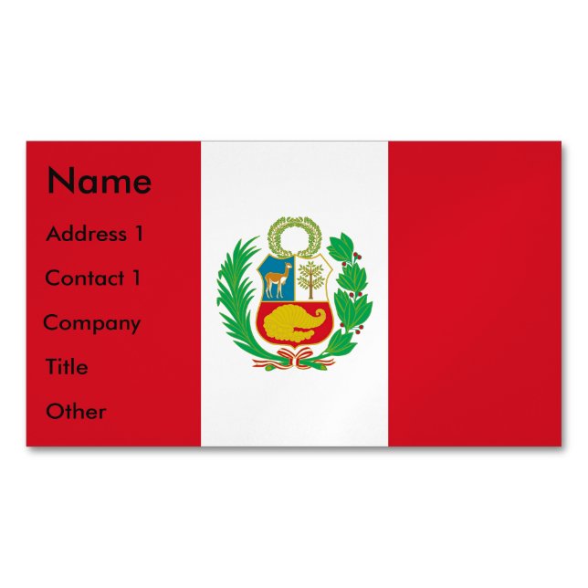 Revista de tarjetas de visita con bandera del Perú (Anverso)