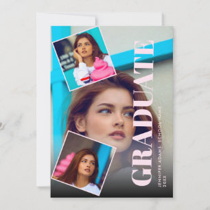 Revista moderna 3 Fotos Invitación de graduación