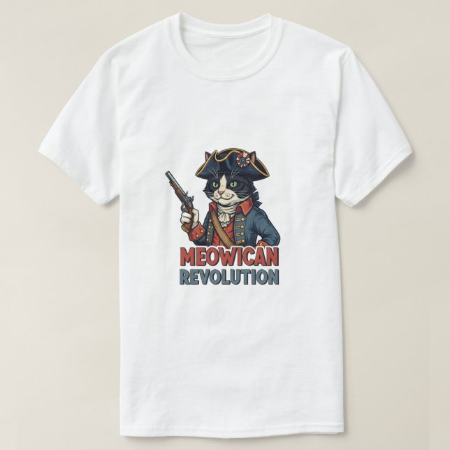 Revolución Meowicana - Camiseta de gato patriótico (Diseño del anverso)