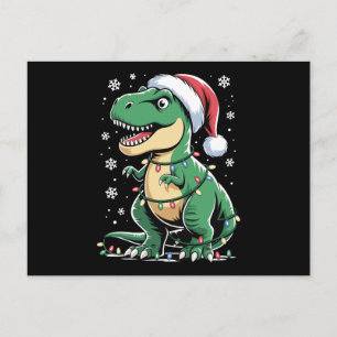 Rex de Navidad Dinosaurio Sombrero de Santa Luces