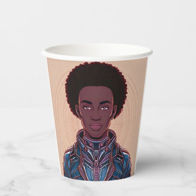 Rey Afrofuturista 8 oz. Vaso de Papel (Anverso)