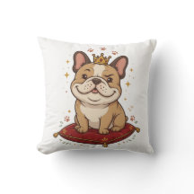 Rey Bulldog Francés Almohada Lanza Amante Frenchie