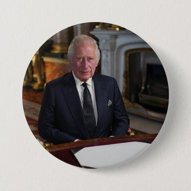 Rey Carlos III del botón del Reino Unido (Anverso)
