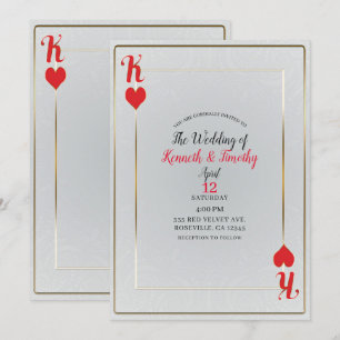 Rey de Corazones Blanco y Rojo Elegante Tarjeta de