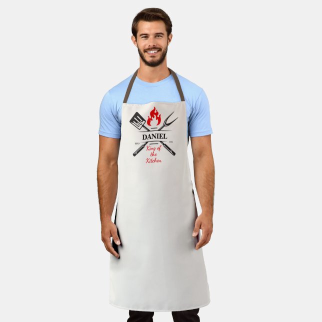 Rey de la Cocina Delantal Personalizable de Marfil (Gastado)