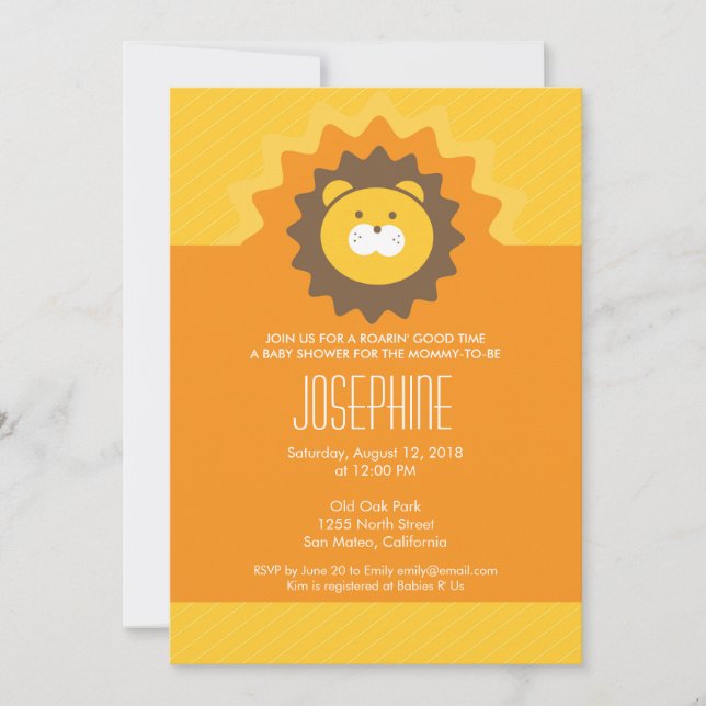 Rey de la invitación de Baby Shower de la selva (Anverso)