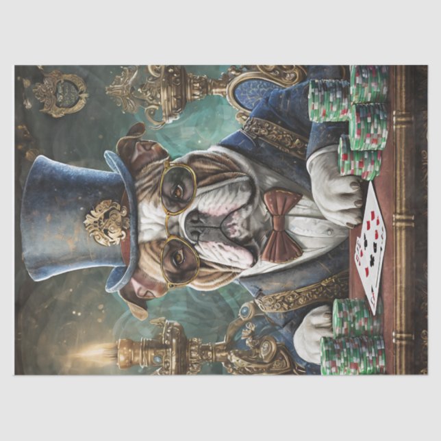 Rey de la mesa, el Bulldog juega Papel Tejido (Anverso)