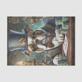 Rey de la mesa, el Bulldog juega Papel Tejido