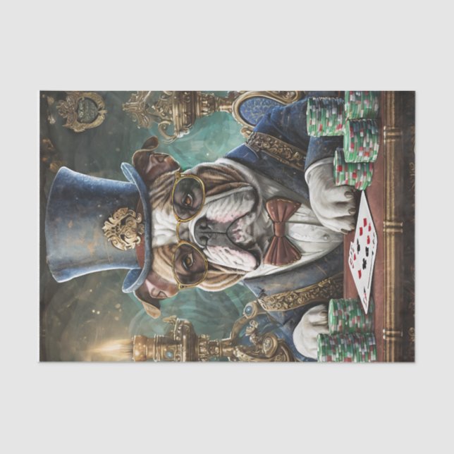 Rey de la mesa, el Bulldog juega Papel Tejido (Anverso)