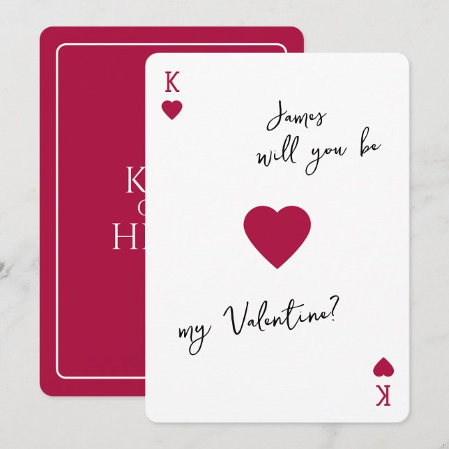 Rey de mi Corazón Tarjeta del Día de San Valentín  (Anverso / Reverso)