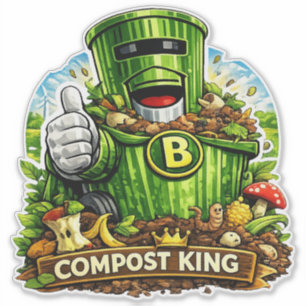 Rey del Compost - Pegatina impermeable para cubo c