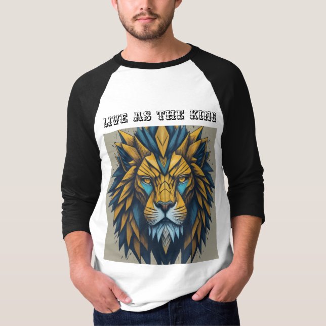 Rey fractal: Camiseta de león geométrica (Anverso)