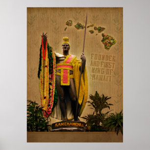 Rey hawaiano Kamehameha I. Póster