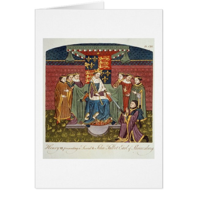 Rey Henry VI (1421-71) que presenta una espada a (Frente)